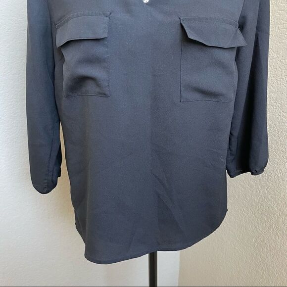 Monteau Women’s Black Semi Sheer High-Low Blouse Size M - Picture 4 of 16